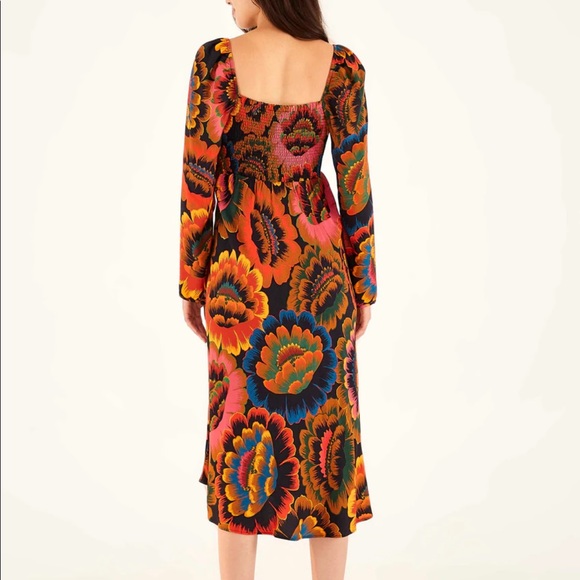 NWT FARM Rio Colorful Flowers Midi Dress - Picture 3 of 10